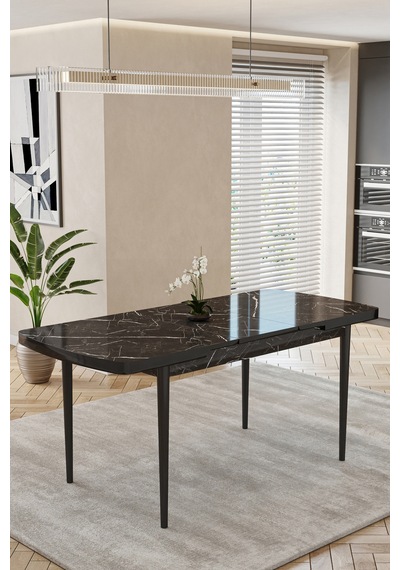 Mutfak Masası Takımı 6 Kişilik Açılır Masa Sandalye Takımı Salon Masası Yemek Masası-elma Takım Siyah Mermer - Gri Mutfak Masası Takımı 6 Kişilik Açılır Masa Sandalye Takımı Salon Masası Yemek Masası-elma Takım Siyah Mermer - Gri