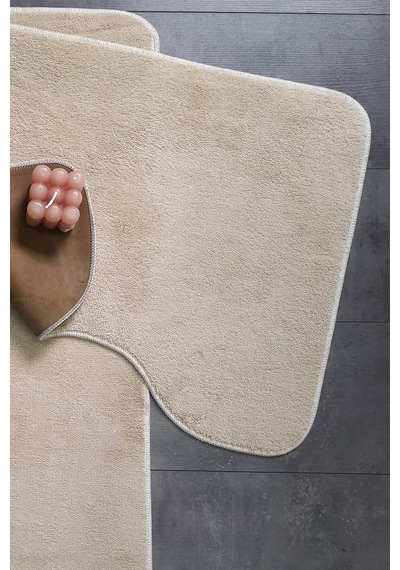 Ultrasoft Düz Vizon 3 Lü Banyo Halısı Paspası Kaymaz Deri Taban M vizon