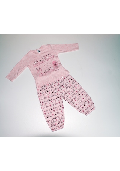 Kız Bebek Desenli İkili Takım Pembe Açık Pembe