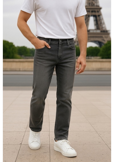 Cedy Denim Regular Fit Jean Martin Yüksek Bel Standart Kesim Esnek Kot Pantolon C336 Gri