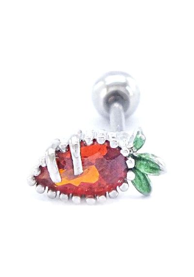 Ferizz 316l Çelik Zirkon Taşlı Havuç Şekilli Piercing Prc-174 Gümüş