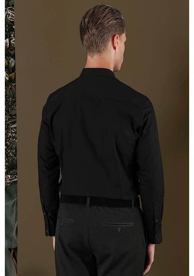 Efor Gk 700 Slim Fit Siyah Klasik Gömlek Siyah