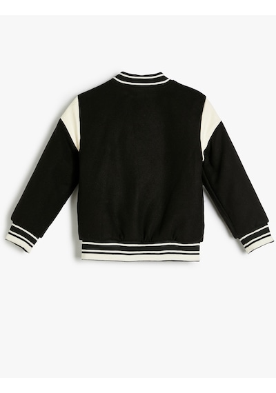 Koton Oversize Kolej Ceket Aplike Detaylı Uzun Kollu Renk Bloklu Çıtçıt Kapamalı Siyah 5wkg20004ak Siyah Koton Oversize Kolej Ceket Aplike Detaylı Uzun Kollu Renk Bloklu Çıtçıt Kapamalı Siyah 5wkg20004ak Siyah