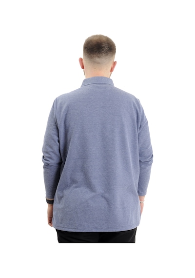 Mode Xl Büyük Beden Erkek Sweatshirt Polo Yaka Uzun Kol Waffle 23449 İndigo İndigo