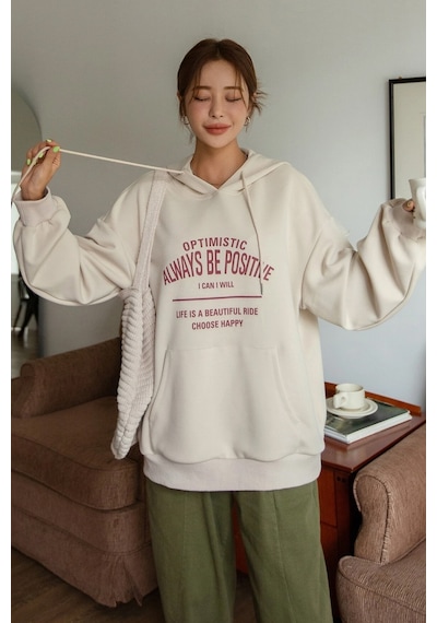 Unisex Always Be Positive Baskılı Sweatshirt