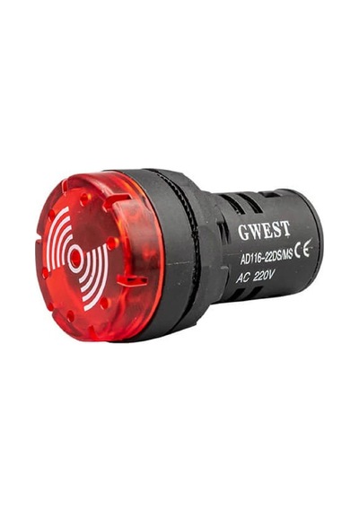 Gwest 22ds/ms ,kırmızı-220vac 90db M22 Led Flaşör Buzzer/siren