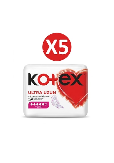 Kotex Ultra Uzun Kanatlı Hijyenik Gece Pedi 7'li X 5 Paket