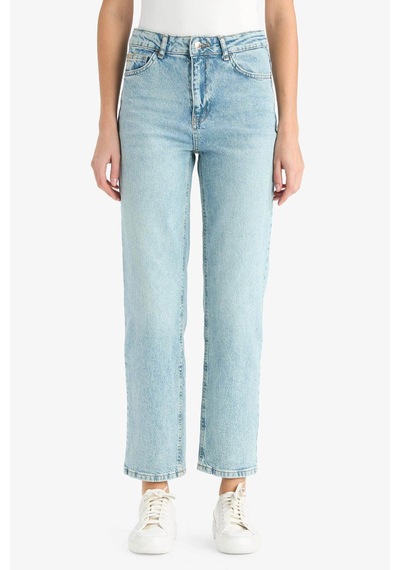 Defacto Comfort Straight Normal Bel Bilek Boy Jean Yıkamalı Pantolon G2215ax25wnnm28 Mavi