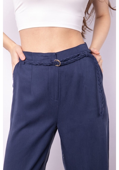 Jument Kadın Yüksek Bel Yan Cepli Kemerli Boyfriend İpeksi Dokulu Baharlık Kumaş Pantolon-lacivert Jument Kadın Yüksek Bel Yan Cepli Kemerli Boyfriend İpeksi Dokulu Baharlık Kumaş Pantolon-lacivert