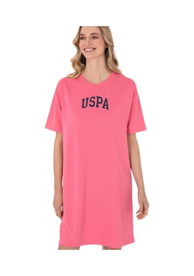 U.S. Polo Assn. Kadın Modal Karışımlı Bisiklet Yaka Mini Boy Örme Elbise Pembe