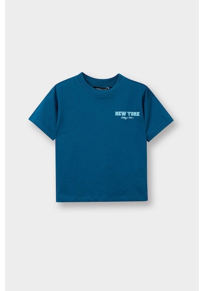Defacto Regular Fıt Slogan Desenli Kısa Kollu Tişört Erkek Bebek D7910A526SM Mavi