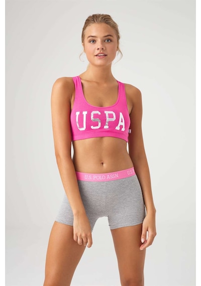 U.S. Polo Assn. Kadın Fuşya Büstiyer Şort Takım 66264