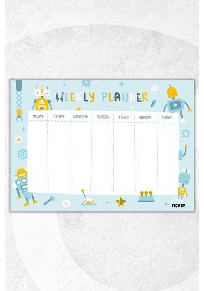Haftalık Planlayıcı - Sevimli Robotlar - A4 Ebat - 30 Yaprak - Weekly Planner Diğer