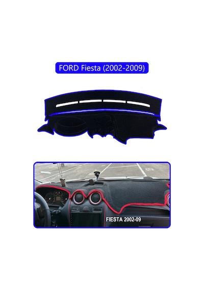 Ford Fiesta 2002-2009 Torpido Koruma Halısı Mavi Kenar