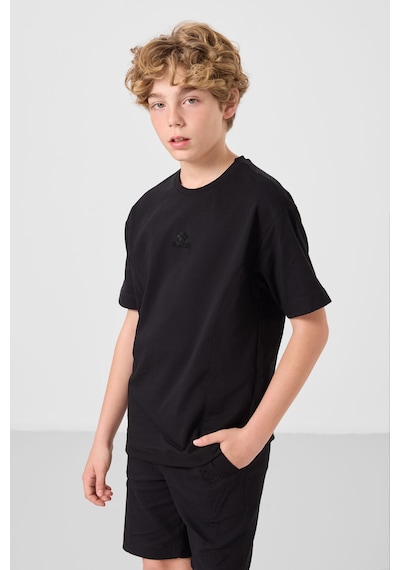 Siyah Pamuklu Oversize Fit Dokuma Hafif Esnek Chino Erkek Çocuk Şort Takım - 11276 Siyah