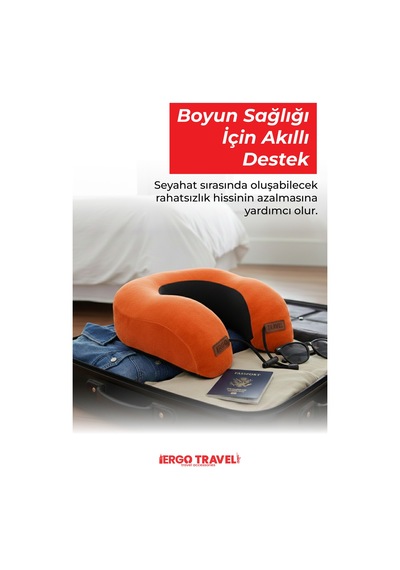 Viscofoam Lux Ortopedik Seyahat Yastığı Visco Boyun Destekli Seyahat Yastığı - Turuncu | Ergo Travel