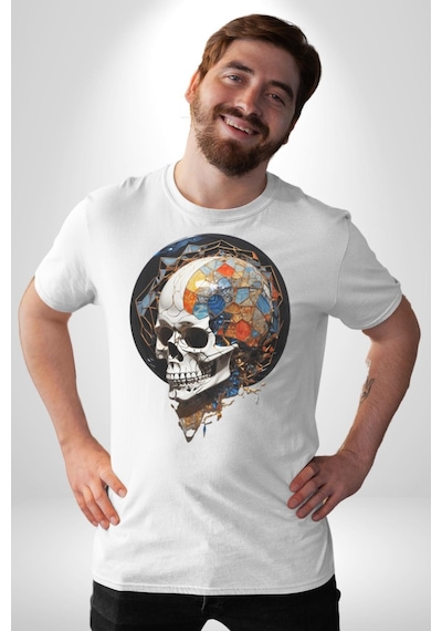 Kuru Kafa Kristal Unisex Unisex Beyaz Organik Baskılı T-shirt Penye Yüksek Kalite Beyaz