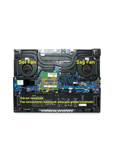Asus G713q Uyumlu Notebook Cpu, İşlemci Fanı, Sol Fan - Ver.2 - 12v - Tip-a / 13nr08e0p02011