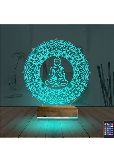Luvivia Mandala Yoga 3d Lamba - Masa Gece Lambası Şeffaf