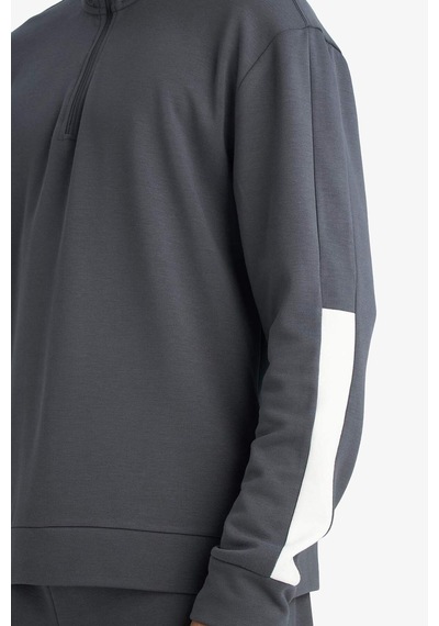 Defacto Standart Fit Dik Yaka Yarım Fermuarlı Modal Sweatshirt G5141ax25wnar82 Antrasit-ar82