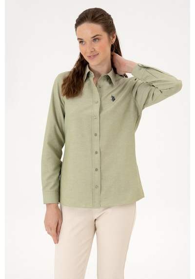 U.S. Polo Assn. Kadın Açık Haki Uzun Kollu Basic Gömlek 50316711-VR183 U.S. Polo Assn. Kadın Açık Haki Uzun Kollu Basic Gömlek 50316711-VR183