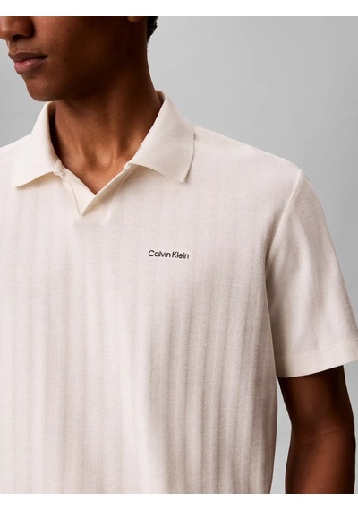 Calvin Klein Ss Easy Vertıcal Str, Yas Krem Erkek Polo