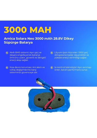 Arnica Solara Neo 3000 Mah 28.8v Dikey Süpürge Batarya