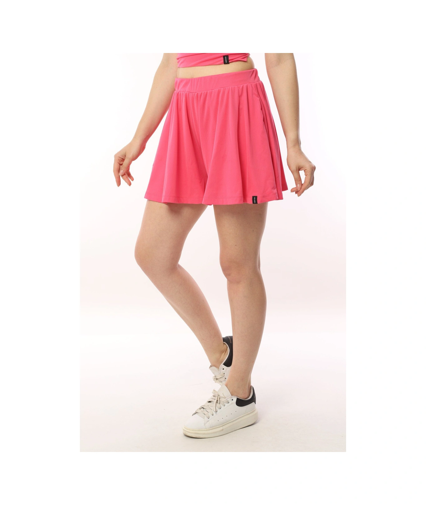 Mamayaga Kadın Beli Lastikli Esnek Spor Şık Günlük Mini Tenis Şort Etek Fuşya