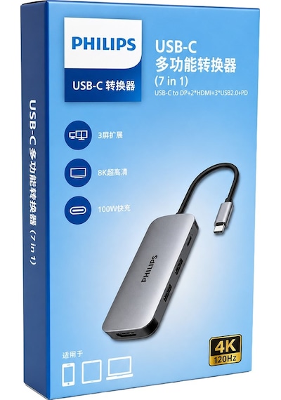 Philips Swr1602t/93 Usb-c 7'si 1 Arada 8k Dp + Dual 4k Hdmı 100w Pd Çok Fonksiyonlu Hub