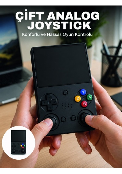 3.5 İnç Ips Ekran Retro Oyun Konsolu 64gb Dahili Hafıza Çift Analog Joystick Taşınabilir El Konsolu - Lisinya