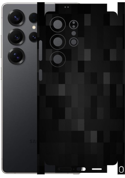 Samsung S25 Ultra İle Uyumlu Pixel Desenli Siyah Arka Kaplama Kılıf Değildir