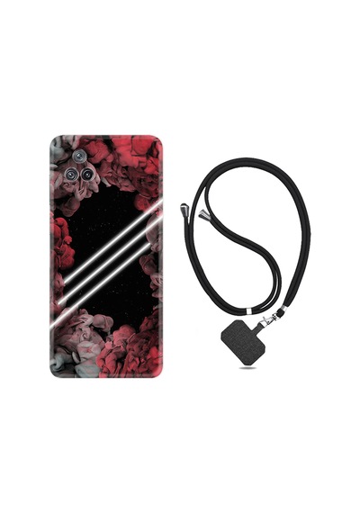Xiaomi Poco F4 Kılıf İpli Boyun Askılı Desenli Silikon Flowers Line 1732