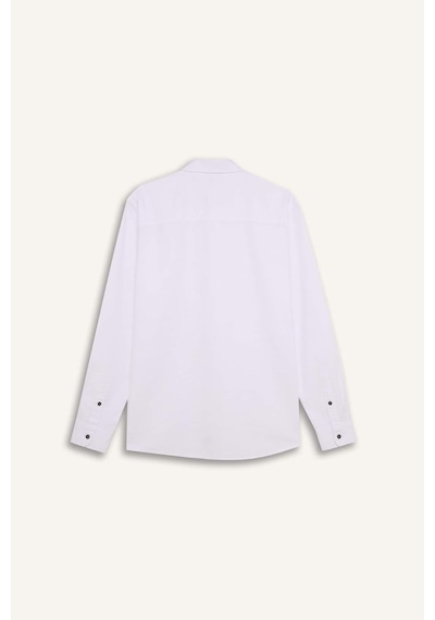 DeFacto Slim Fit Dar Kesim Pamuklu Basic Düz Uzun Kollu Beyaz Gömlek A4644AX25SPWT34