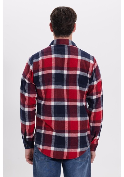 Tudors Erkek Slim Fit Dar Kesim Kareli Kışlık Oduncu Gömlek-42204 Lacivert Tudors Erkek Slim Fit Dar Kesim Kareli Kışlık Oduncu Gömlek-42204 Lacivert