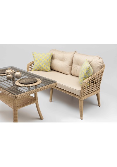 Rodos Rattan Mini 2'li Oturma Grubu Cappuccino