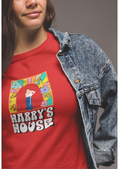 Noıssey Harry Styles - Harry's House Tasarımlı Standart Kalıp Unisex Kırmızı T-shirt
