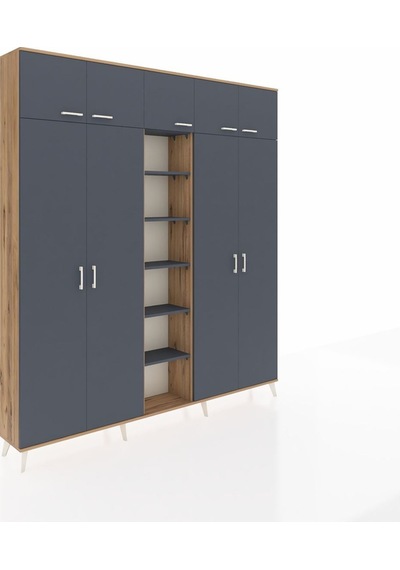 Arges Dolap 12 Raflı 9 Kapaklı 2 Askılı 220x30x243 Çam-antrasit/antrasit Antrasıt/antrasıt Arges Dolap 12 Raflı 9 Kapaklı 2 Askılı 220x30x243 Çam-antrasit/antrasit Antrasıt/antrasıt