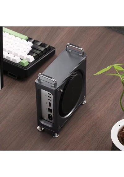 Mac Mini M4 M4 Pro Standı Siyah, Alüminyum Dikey Koruyucu Kasa, Havalandırmalı Metal Mac Mini Tutucu, Port Erişimli Ayaklı Masaüstü Stand, 2024 Uyumlu