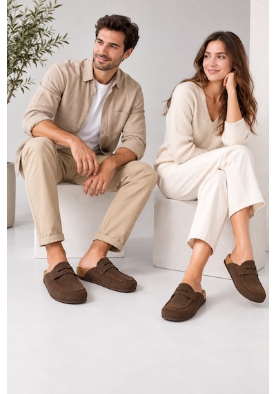 Roy Jones Martin Sabo Unisex Rahat 4 Mevsim Ev - Outdoor Kullanımına Uygun Erkek Kadın Terlik - 7006 Kahverengi