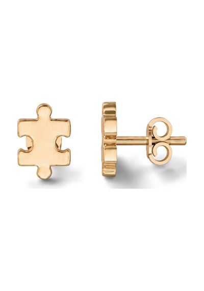 14 Ayar Altın Puzzle Küpe Sarı Altın