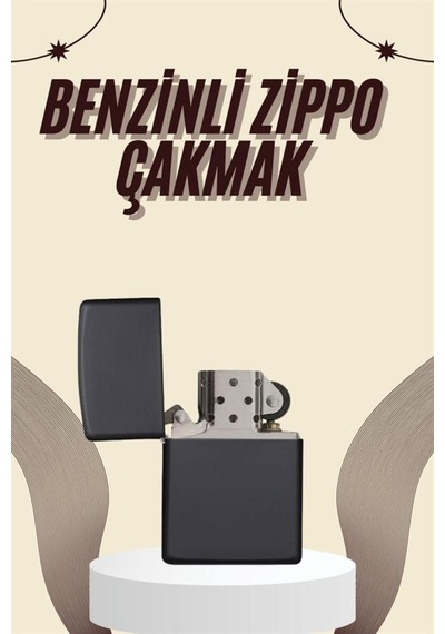 Çakmak Parlak Siyah Benzinli Çakmak Cep Boy Doldurulabilir Tek Renk