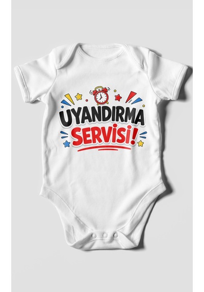 Morivokids Uyandırma Servisi Kısa Kollu Bebek Body %100 Pamuk Beyaz