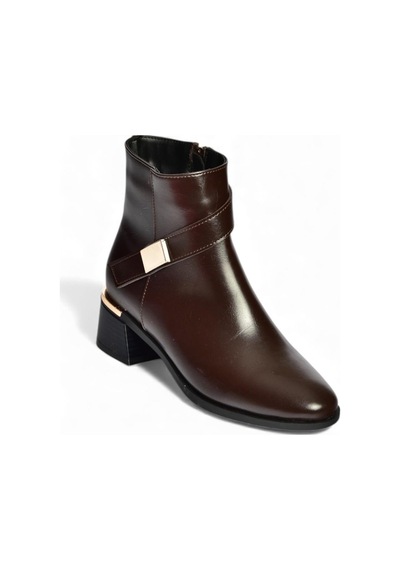 Fox Shoes V518047009 Kahverengi Kalın Alçak Topuklu Kadın Bot Kahverengi