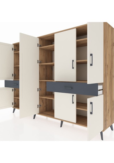 Hyperion Dolap 12 Raflı 2 Çekmeceli 8 Kapaklı 220x44x163 Çam-ayta Çam-aytaşı/antrasit Hyperion Dolap 12 Raflı 2 Çekmeceli 8 Kapaklı 220x44x163 Çam-ayta Çam-aytaşı/antrasit