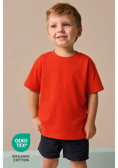 Luppinos Basic 2li %100 Pamuk Bisiklet Yaka Bebek-çocuk Tshirt Set Kiremit