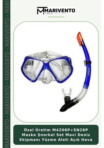 Özel Üretim M4206p+sn26p Maske Şnorkel Set Mavi Deniz Ekipmanı Yüzme Aleti Açık Hava