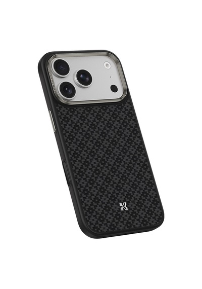 Apple Uyumlu iPhone 17 Pro  Kılıf M-safe Şarj Özellikli Benks Armorpro Armorgrid Serisi Kevlar Kapak Siyah Siyah