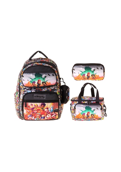 Kaukko Kids Aviator Siyah Renk Erkek Çocuk Üçlü İlkokul Okul Çantası Seti/takımı - Setkk-l5424a