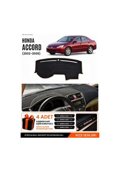 Honda Accord 2002-2008 Uyumlu Torpido Koruma, Torpido Örtüsü, Torpido Kılıfı - Siyah Bej
