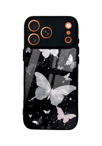 Apple Uyumlu iPhone 17 Pro Max Kelebek Tasarımlı Glossy Telefon Kılıfı Çok Renkli